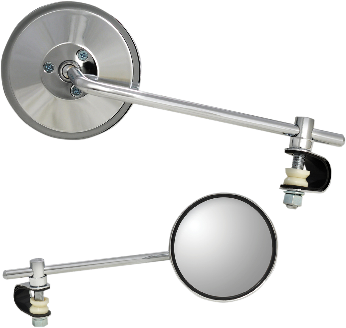 PARTS UNLIMITED Mirror - Side View - Round - Chrome - Long - Each 17076