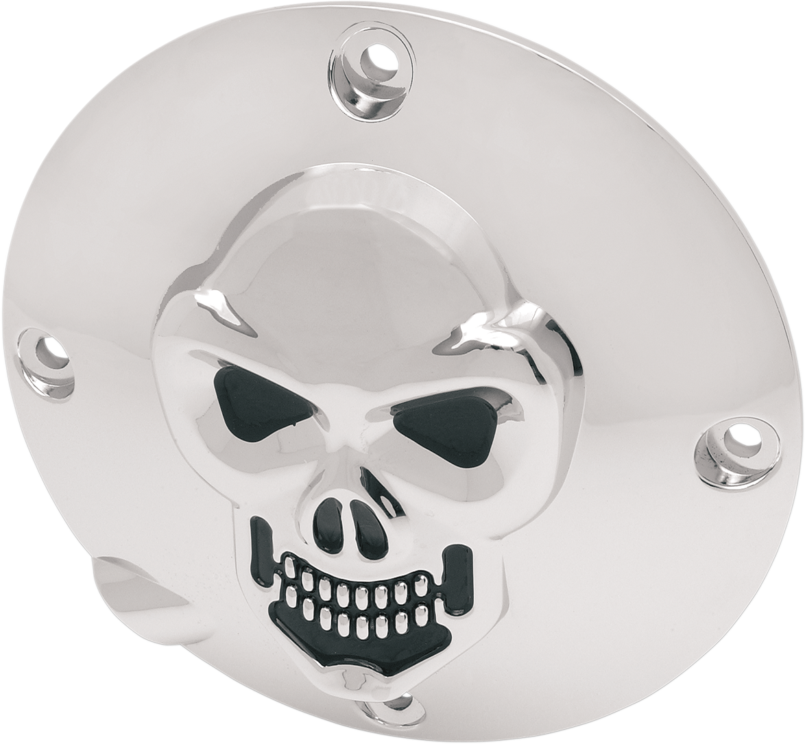 DRAG SPECIALTIES Skull Derby Cover - Chrome - 4-Hole 33-0063