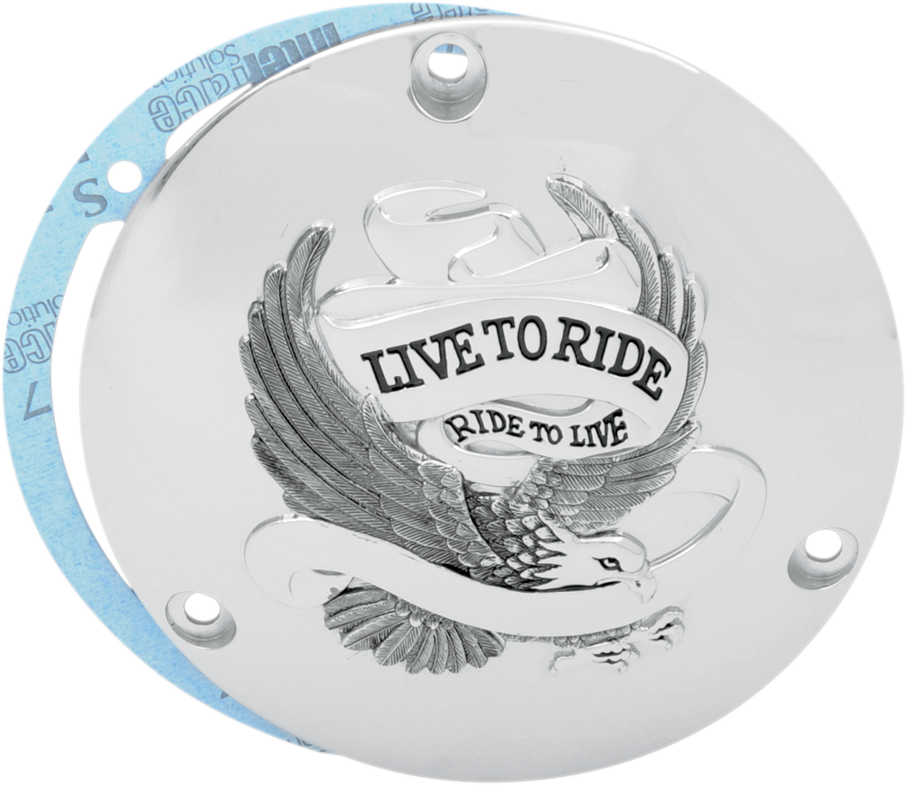 DRAG SPECIALTIES Live to Ride Derby Cover - 3 Hole - Chrome 33-0010CA