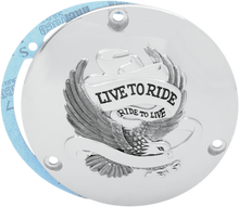 DRAG SPECIALTIES Live to Ride Derby Cover - 3 Hole - Chrome 33-0010CA