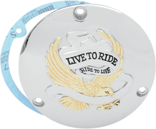 DRAG SPECIALTIES Live to Ride Derby Cover - 3 Hole - Gold 33-0010DA
