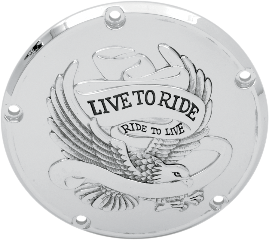 DRAG SPECIALTIES Derby Cover - Live to Ride - 5-Hole - Chrome - '99-'18 Big Twin 33-0065CA