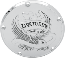 DRAG SPECIALTIES Derby Cover - Live to Ride - 5-Hole - Chrome - '99-'18 Big Twin 33-0065CA