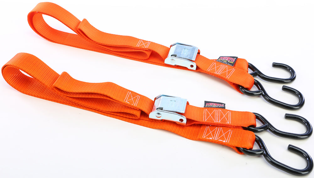Tie Down Cam S Hook 1.5"X5.5' Orange Pair