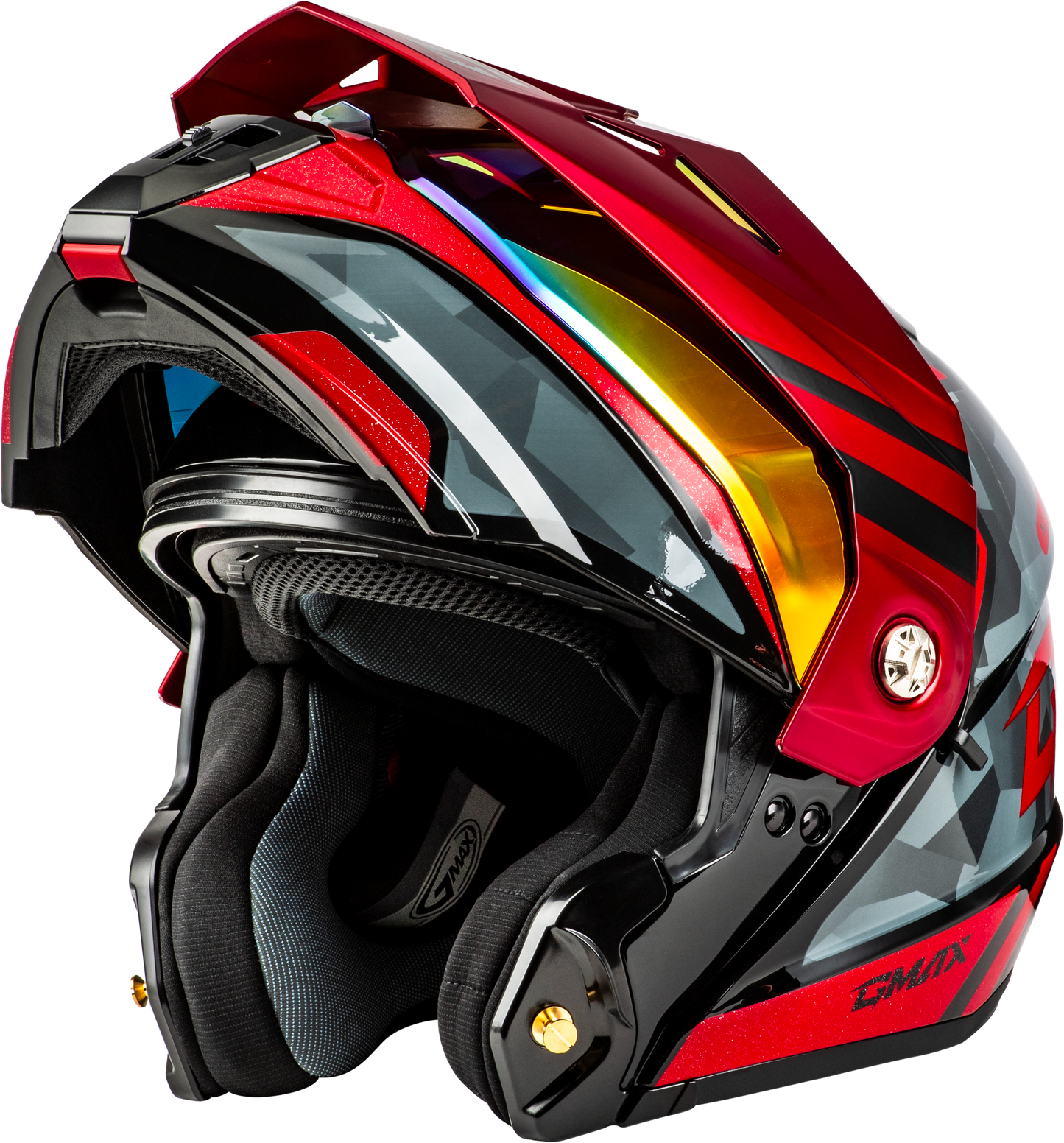 Md 74 Striker Modular Helmet W Red Shield Blk/Gry/Rd Mtlc Sm