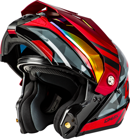 Md 74 Striker Modular Helmet W Red Shield Blk/Gry/Rd Mtlc Sm