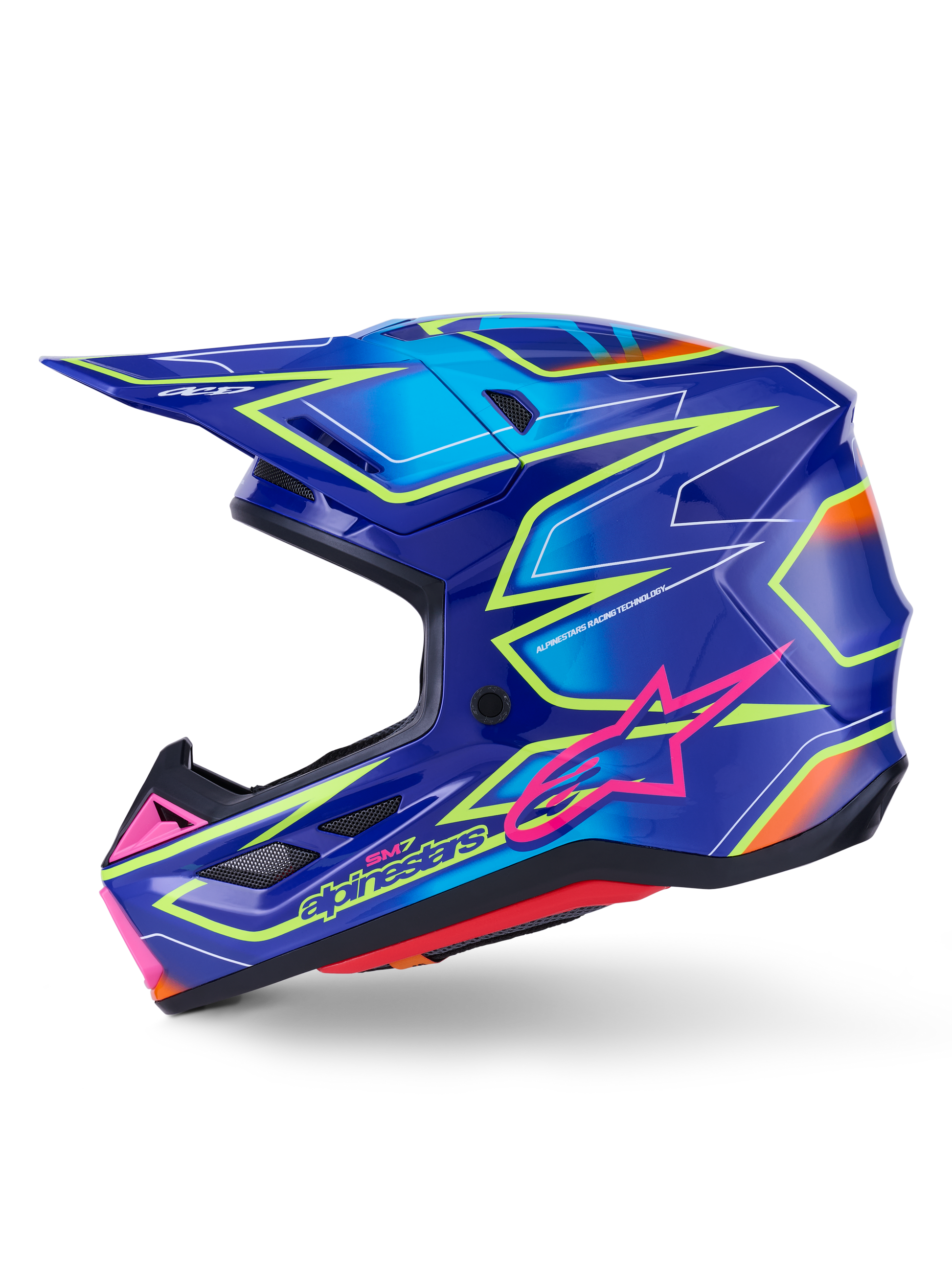 Sm7 Cast Helmet Blue/Pnk/Ylw Fluo Glossy Lg