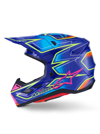 Sm7 Cast Helmet Blue/Pnk/Ylw Fluo Glossy Lg
