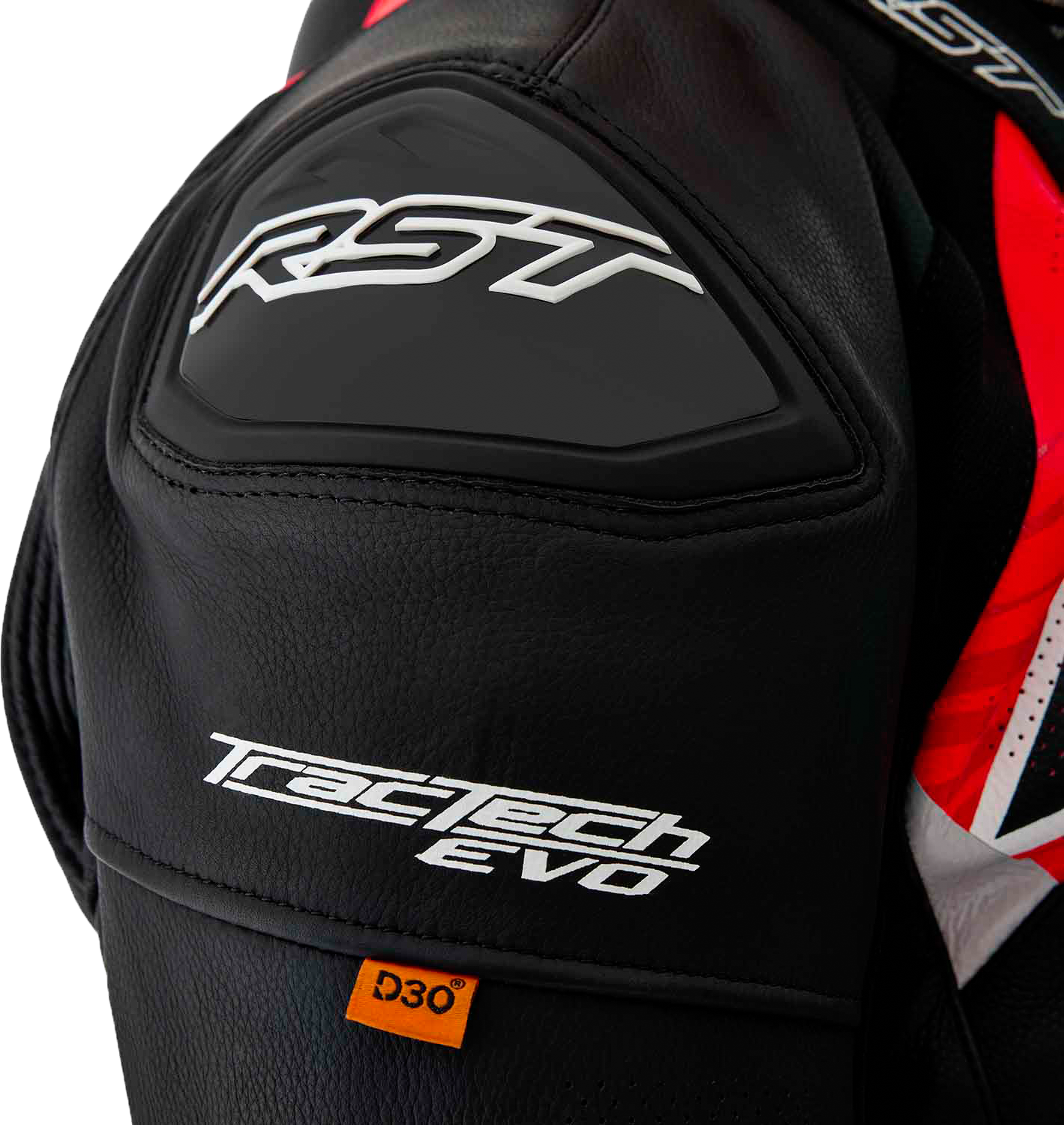 Tractech Evo D3o Jacket Blk/Flo Red Leather 2x