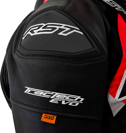 Tractech Evo D3o Jacket Blk/Flo Red Leather 2x