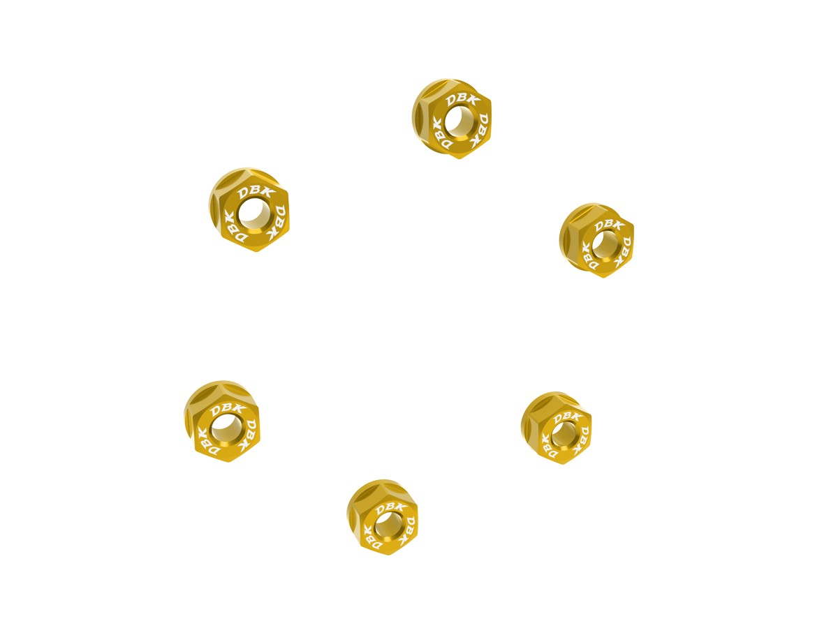 DBK Special Parts (Ducabike) Sprocket Nuts for Ducati, KTM, Triumph with Dual Sided Swingarms (set of 6) - M10 x1.25