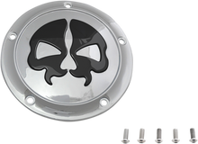 DRAG SPECIALTIES Derby Cover - Split Skull - 5 Hole - Chrome w/Black Skull - '99-'18 Big Twin 78043B2