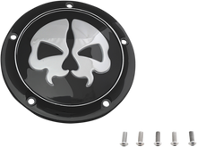 DRAG SPECIALTIES Derby Cover - Split Skull - 5 Hole - Black w/Chrome Skull - '99-'18 Big Twin 78043B