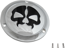 DRAG SPECIALTIES Derby Cover - Split Skull - 3 Hole - Chrome w/Black Skull - '70-'98 Big Twin 78045