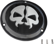 DRAG SPECIALTIES Derby Cover - Split Skull - 3 Hole - Black w/Chrome Skull - '70-'98 Big Twin 78045B