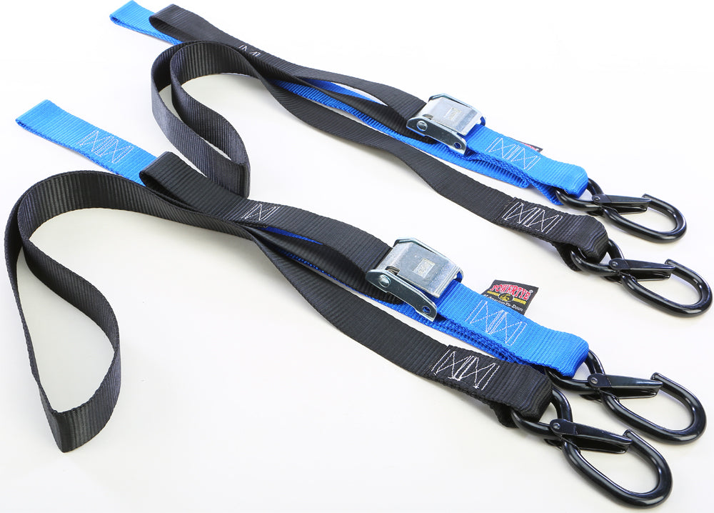 Tie Down Cam Sec Hook Soft Tye 1.5"X6' Black/Blue Pair