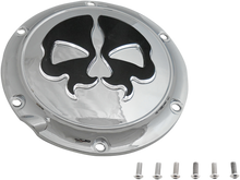 DRAG SPECIALTIES Derby Cover - Split Skull - 5 Hole - Chrome w/Black Skull - '04-'22 Sportster 78044