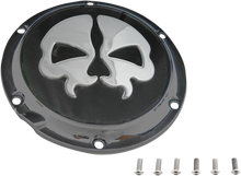 DRAG SPECIALTIES Derby Cover - Split Skull - 5 Hole - Black w/Chrome Skull - '04-'22 Sportster 78044B