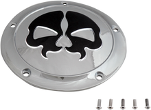 DRAG SPECIALTIES Derby Cover - Split Skull - 5 Hole - Chrome w/Black Skull - '15-'25 Harley-Davidson 78046