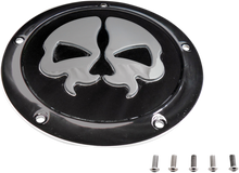 DRAG SPECIALTIES Derby Cover - Split Skull - 5 Hole - Black w/Chrome Skull - '15-'25 Harley-Davidson 78046B