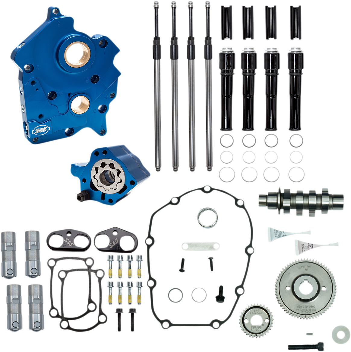 S&S CYCLE Cam Chest Kit with Plate - Gear Drive - Oil Cooled - 475 Cam - Black Pushrods - M8 310-1014A