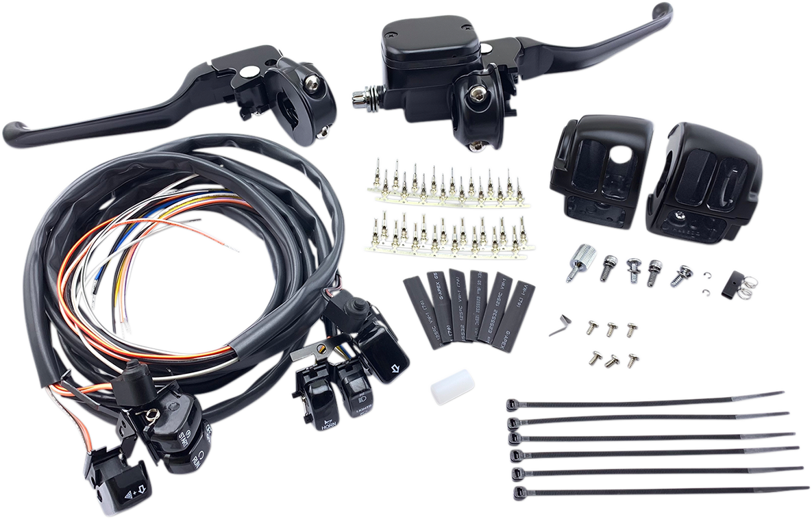 DRAG SPECIALTIES Handlebar Control Kit - 9/16" Master Cylinder - '96 - '11 - Black H07-0748AKMB