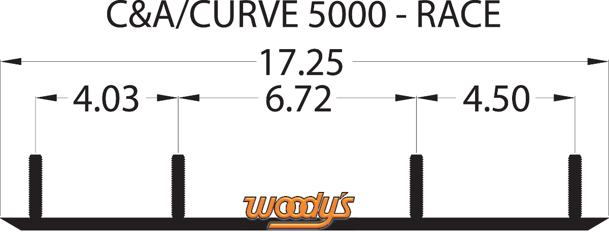 WOODY'S Snocross Competition Flat-Top® Wear Bar - 8" - 60° SCC-5008