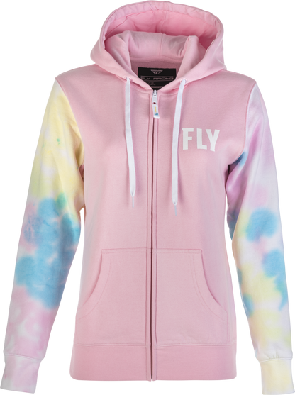 Women's Fly Tie Dye Zip Up Hoodie Pink/Yellow/Blue Md