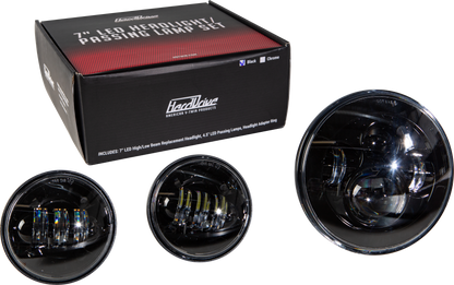 Led Headlight/Passing Lamp Set Black