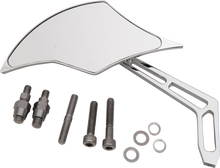 PRO-ONE PERF.MFG. Mirror - Weekend Warrior - Side View - Cut-Out/Flame Head - Oblong - Chrome - Left 102300