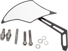 PRO-ONE PERF.MFG. Mirror - Weekend Warrior - Side View - Cut-Out/Flame Head - Oblong - Black - Left 102300AB