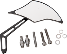 PRO-ONE PERF.MFG. Mirror - Weekend Warrior - Side View - Cut-Out/Flame Head - Oblong - Black - Right 102301AB