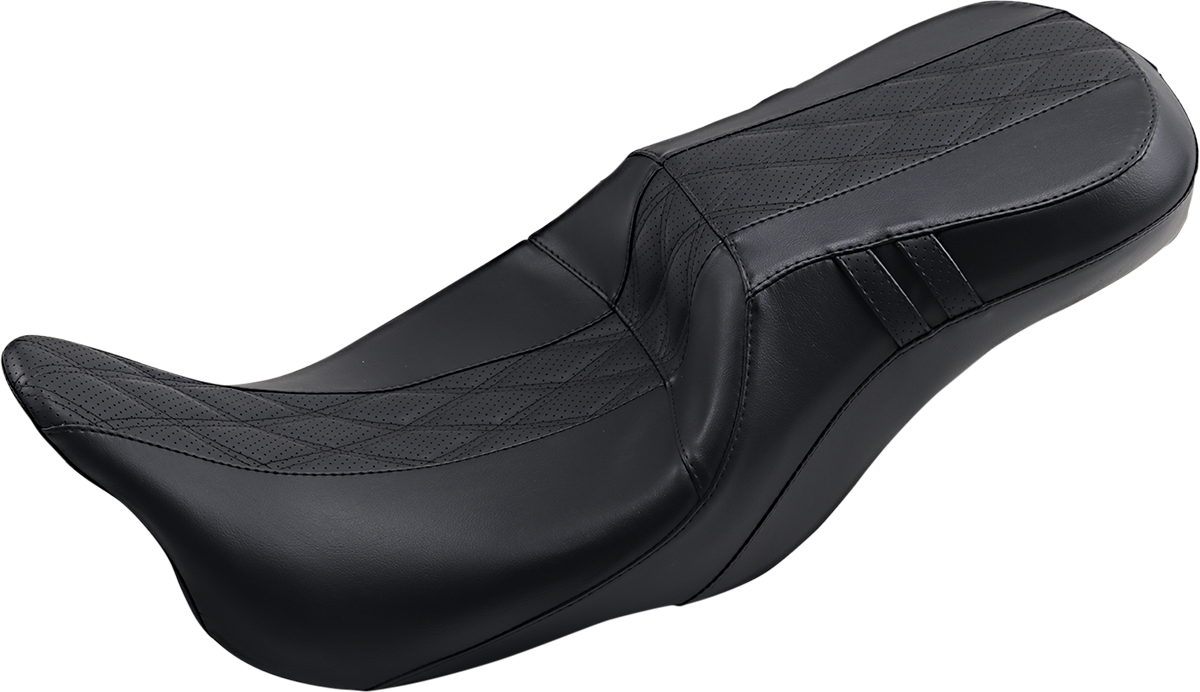 LE PERA Outcast GT-2 Seat - 2-Up - w/o Backrest - Black Double Diamond - Perforated - FL '08-'23 LK-997GT2