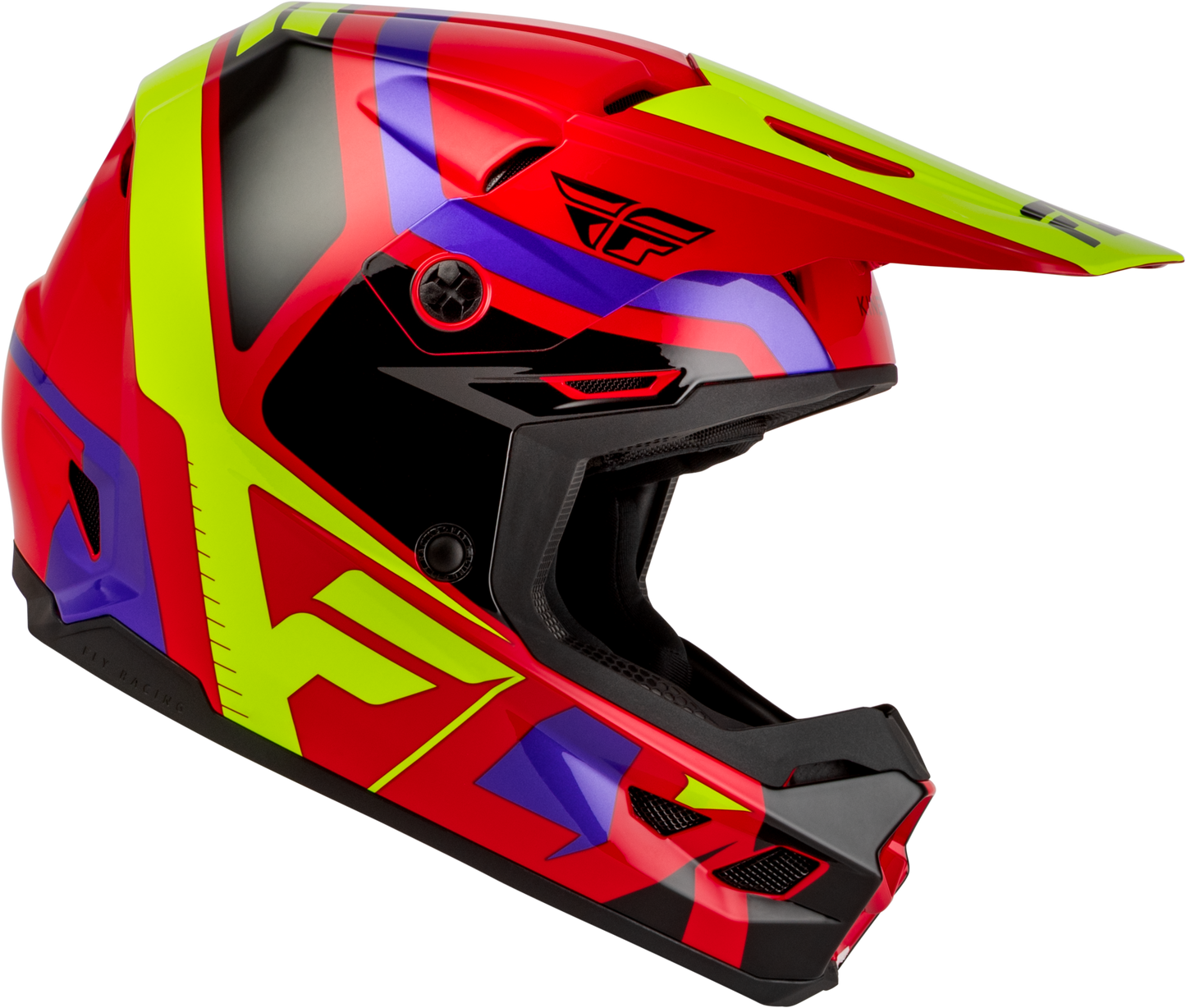Youth Kinetic Scrap Helmet Red/Hi Vis/Purple/Black Ys