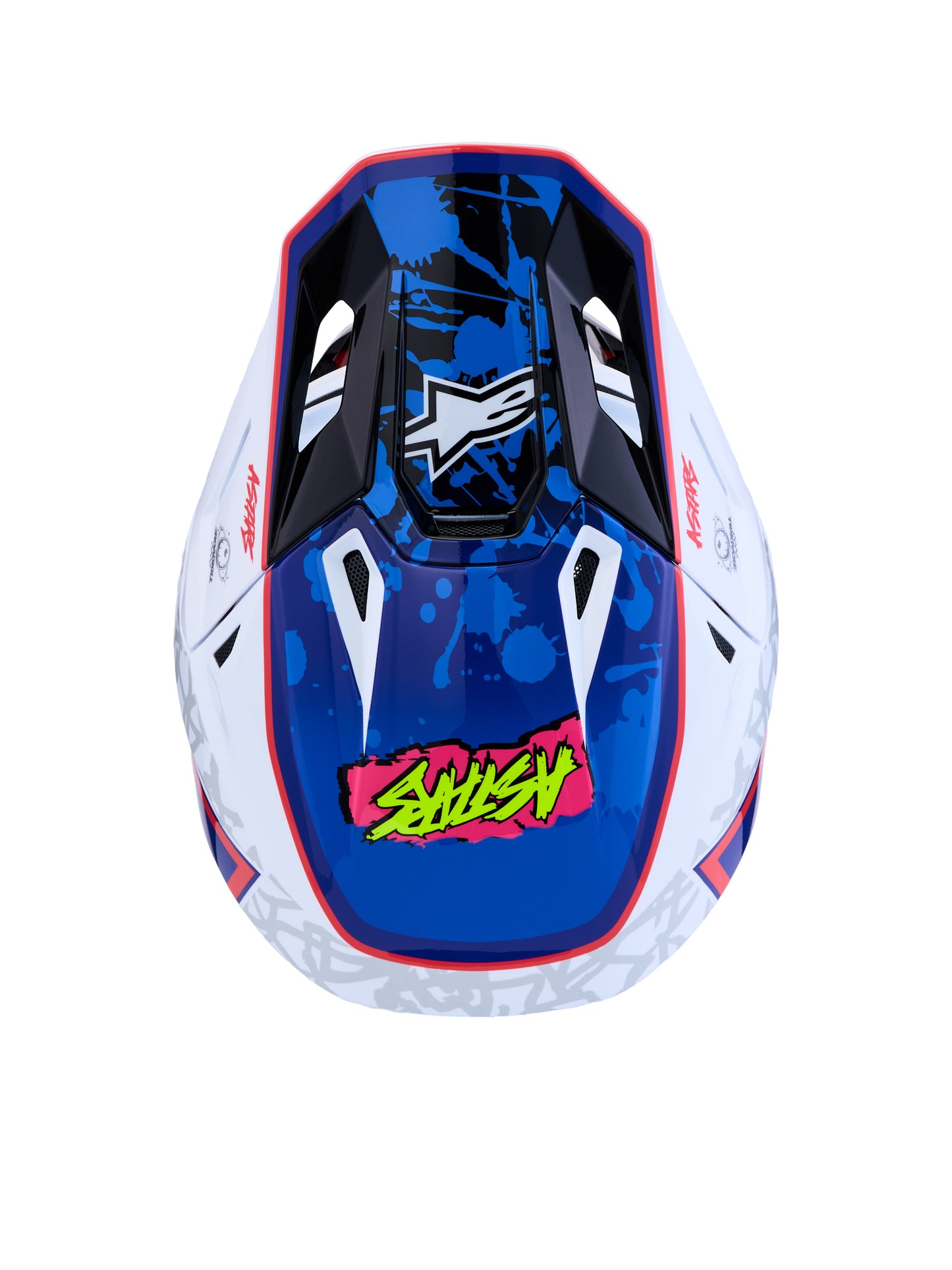 S M7 Blaster Helmet Ece06/Dot Wht/Blue/Red Glossy Lg