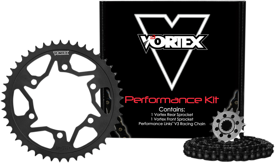 VORTEX Chain and Sprocket Kit - HFRS - Black - Yamaha FZ/MT-07/XSR700 CK6445