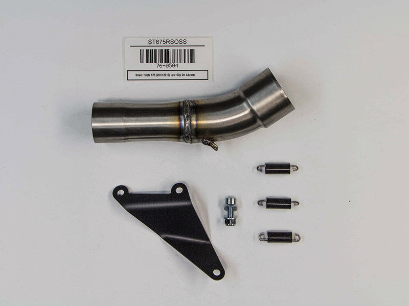 Hindle Truimph Street Triple (13+) Slipon Adapter Slipon Adapter w/hanger with Evolution Carbon Fiber Muffler w/Carbon Tip