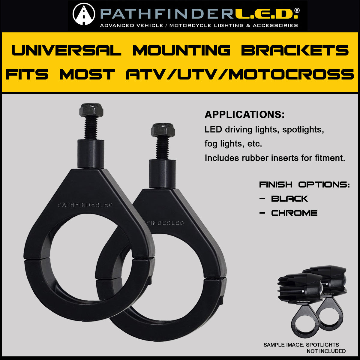 Light Mounting Bracket 41mm Black Pair
