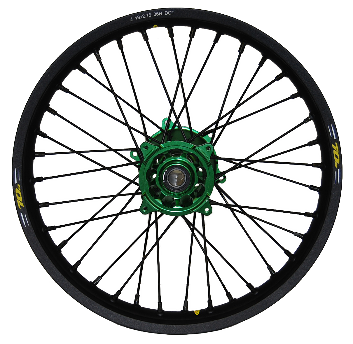 Wheel Rear 2.15x18 Green Hub Blk Rim/Sil Spoke/Sil Nipple