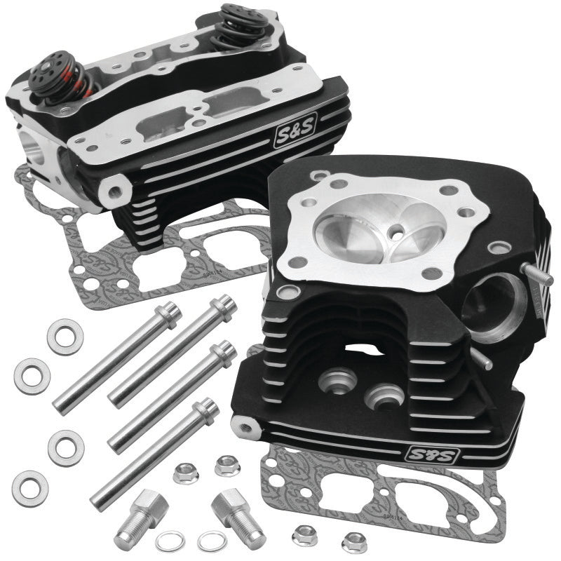 S&S Cycle 99-05 BT Super Stock 89cc Cylinder Head Kit - Black Wrinkle
