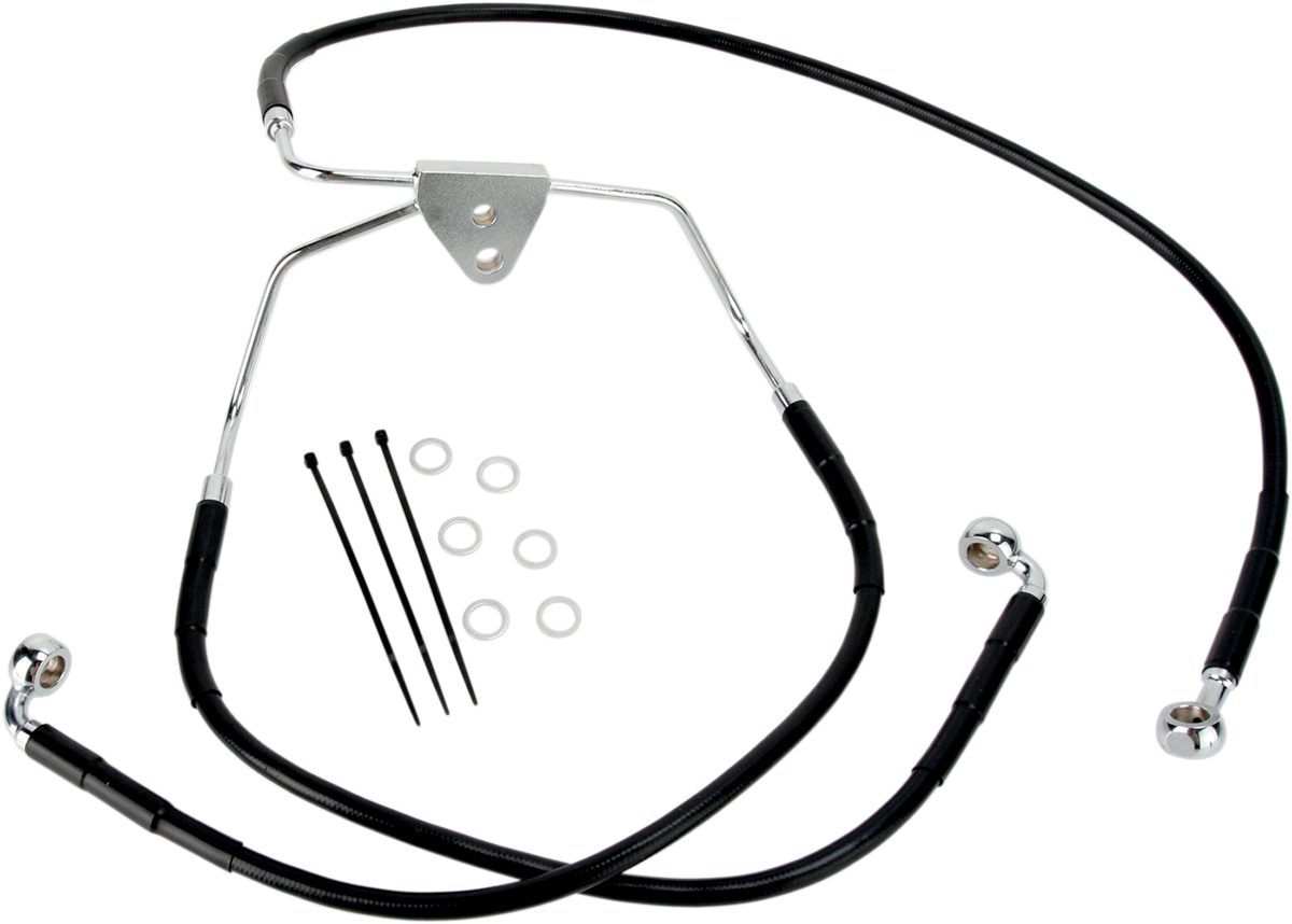 DRAG SPECIALTIES Brake Line - Front - Black - +2" 620085-2BLK