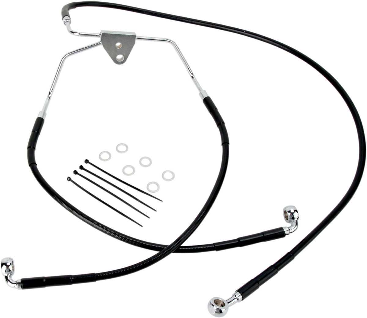 DRAG SPECIALTIES Brake Line - Front - Black - +4" - FLH '96-'07 660411-4BLK
