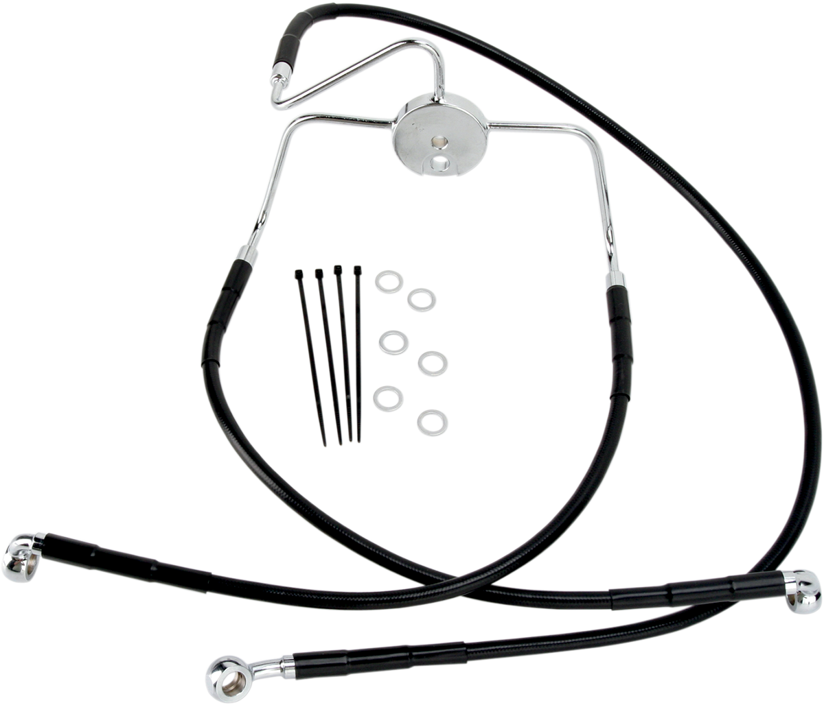 DRAG SPECIALTIES Brake Line - Front - Black - +4" 644410-4BLK