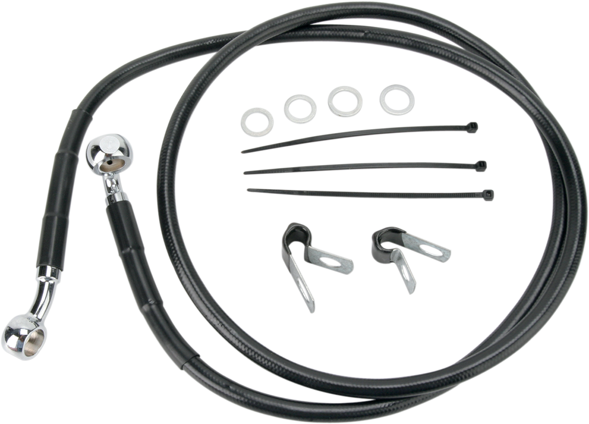 DRAG SPECIALTIES Brake Line - Front - Black - +6" - FXD '00-'05 640112-6BLK