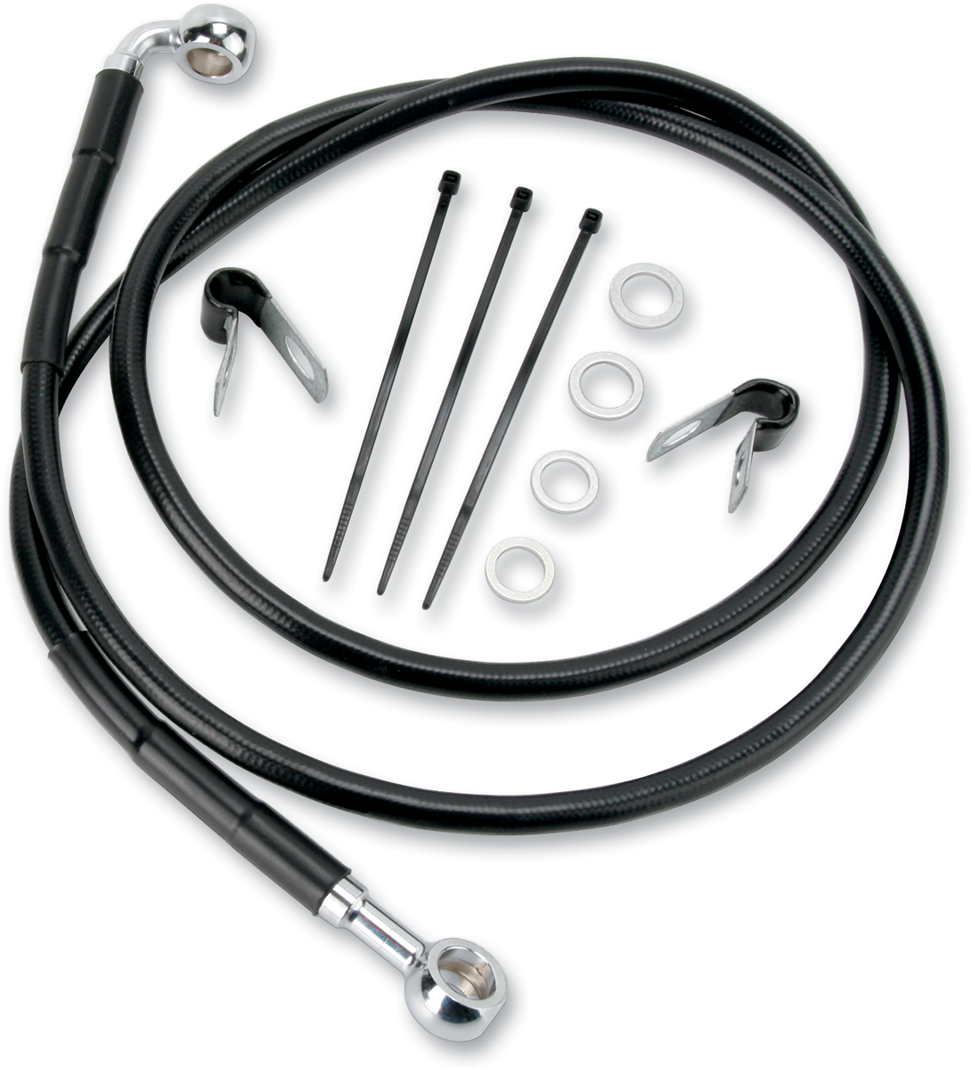 DRAG SPECIALTIES Brake Line - Front - Black - +4" 640115-4BLK