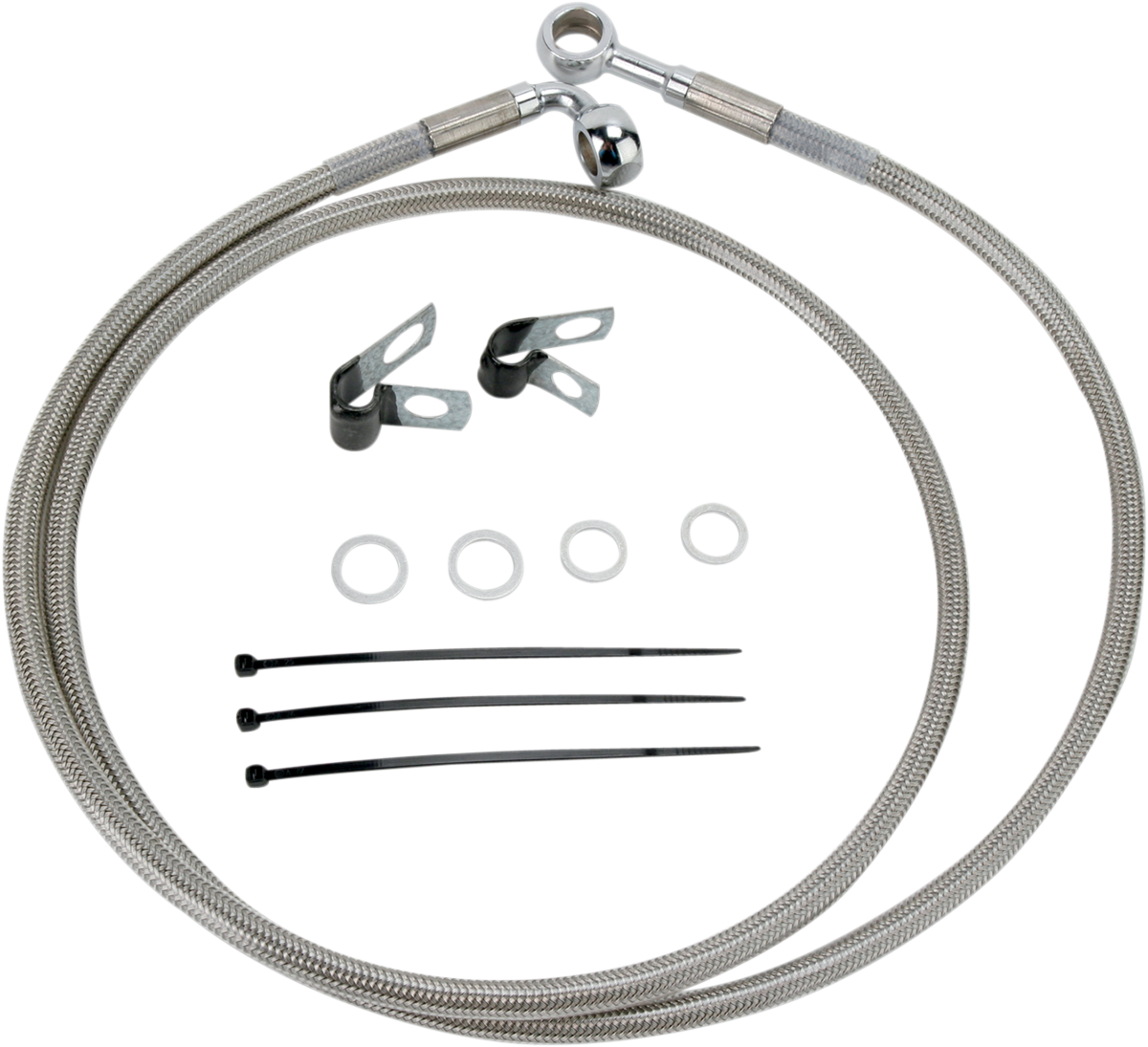 DRAG SPECIALTIES Brake Line - Front - +4" - Stainless Steel 640115-4