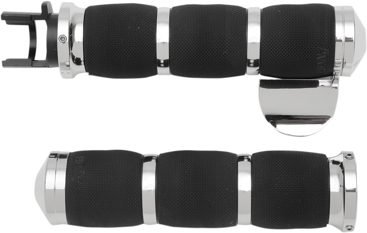 AVON GRIPS 3-Ring Air Cushioned Grips - Indian - Throttle Boss - Chrome MT-IN-AIR-90C-B