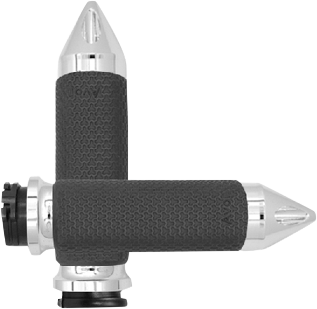 AVON GRIPS Vibration Dampening Memory Foam Grips - Large - Spike - Chrome MF-63B-CH-SPK