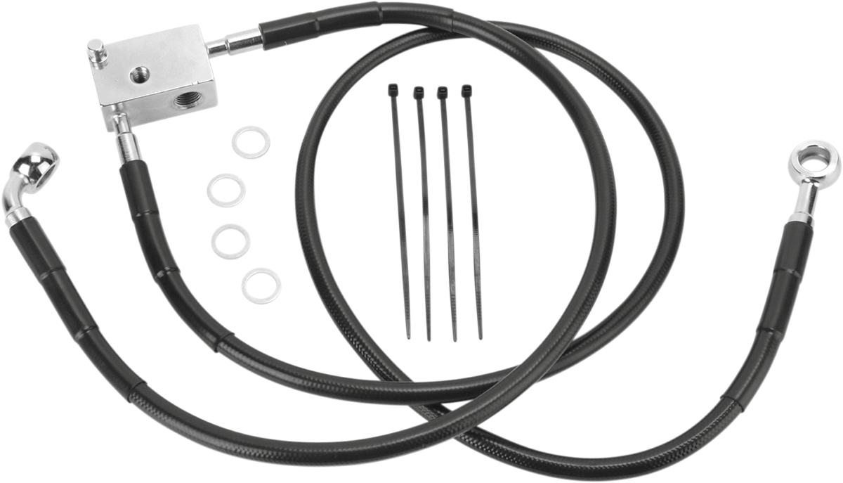 DRAG SPECIALTIES Brake Line - Rear - Black - +3" - Softail '00-'03 640221-3BLK