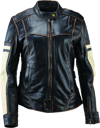 Kuryakyn Leather By River Road Dame Vintage Leather Jacket Black Womens - XL